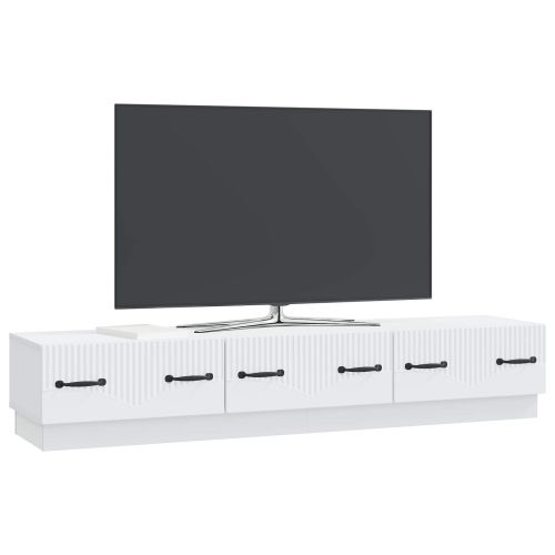 ТВ шкаф с чекмедже Бяло 147 x 34,5 x 27 см Инженерна дървесина