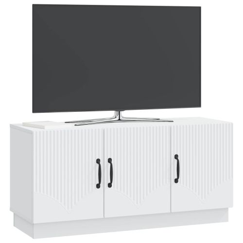 ТВ шкаф Бяло 99 x 34,5 x 47 см Инженерна дървесина