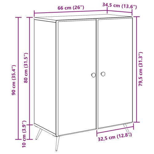 Служебен шкаф Бяло 66 x 34,5 x 90 см Инженерна дървесина