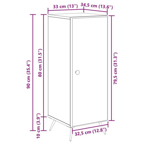 Служебен шкаф Бяло 33 x 34,5 x 90 см Инженерна дървесина