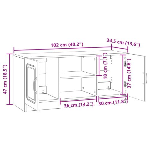 ТВ шкаф Бяло 102 x 34,5 x 47 см Инженерна дървесина