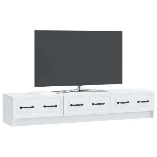 ТВ шкаф с чекмедже Бяло 147 x 34,5 x 27 см Инженерна дървесина
