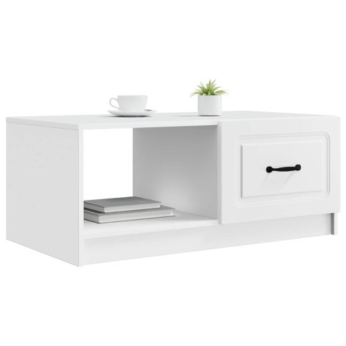 Масичка за кафе Бяло 90 x 50 x 37 см Инженерна дървесина