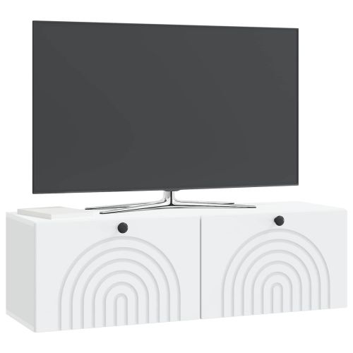 Стенно монтиран ТВ шкаф Монтиране на стена Бяло 98 x 31 x 30 см
