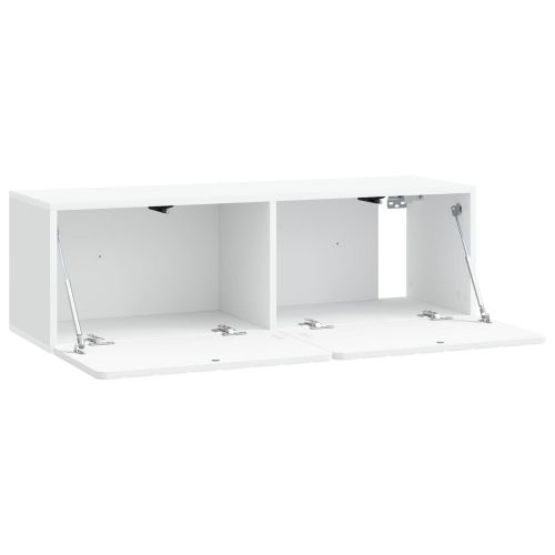 Стенно монтиран ТВ шкаф Монтиране на стена Бяло 98 x 31 x 30 см