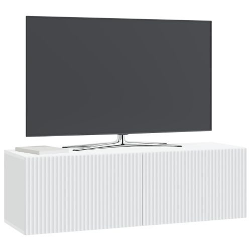 Стенно монтиран ТВ шкаф Монтиране на стена Бяло 98 x 31 x 30 см