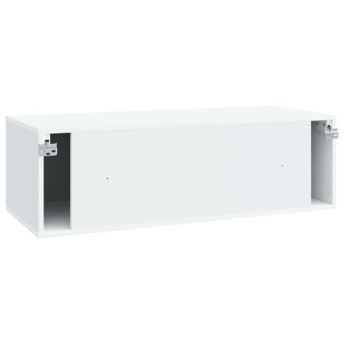 Стенно монтиран ТВ шкаф Монтиране на стена Бяло 98 x 41 x 30 см