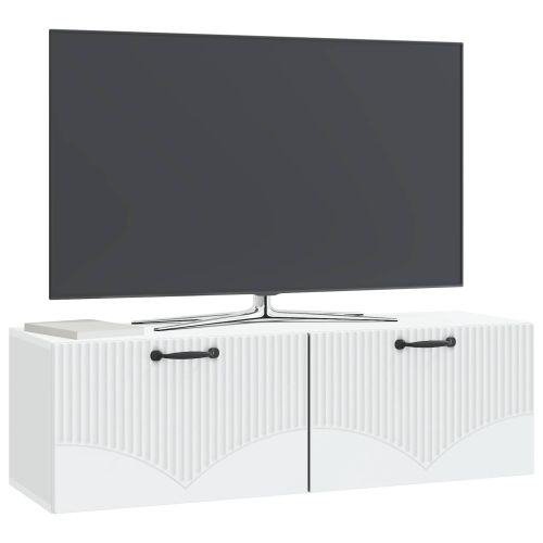 Стенно монтиран ТВ шкаф Монтиране на стена Бяло 98 x 31 x 30 см