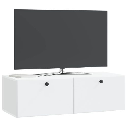 Стенно монтиран ТВ шкаф 98 x 41 x 30 см Бяло