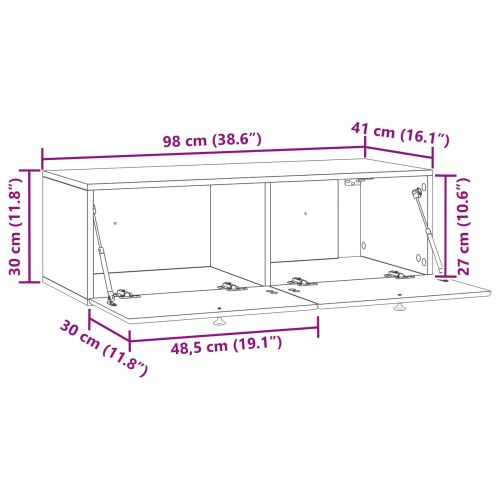 Стенно монтиран ТВ шкаф 98 x 41 x 30 см Бяло