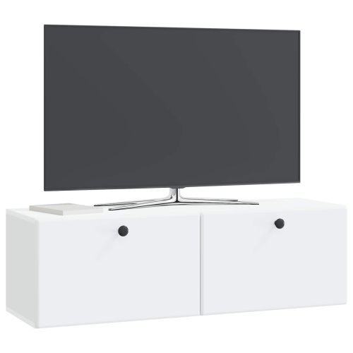 Стенно монтиран ТВ шкаф 98 x 31 x 30 см Бяло
