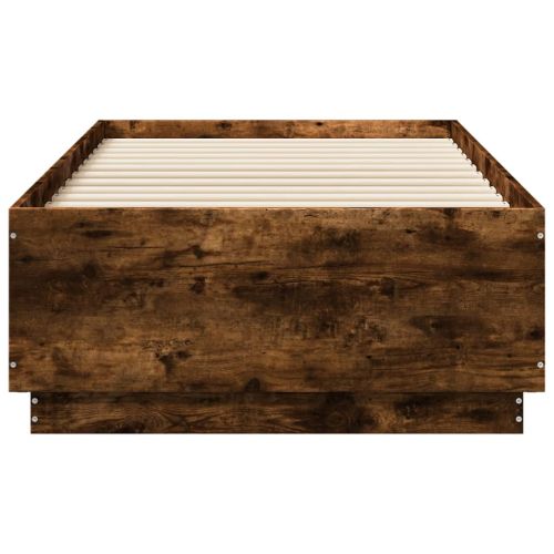 Рамка за легло с LED осветление, опушен дъб, 90x190 см