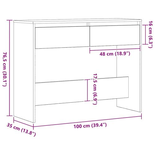 Конзолна маса Черния дъб 100 x 35 x 76,5 см Инженерна дървесина