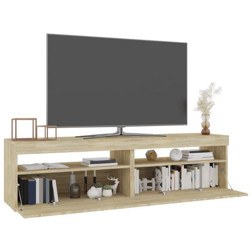 ТВ шкафове, 2 бр, с LED осветление, дъб сонома, 75x35x40 см
