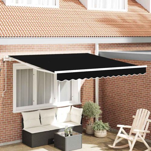Прибираща се тента Черно 350 x 250 cm Тъкан и алуминий