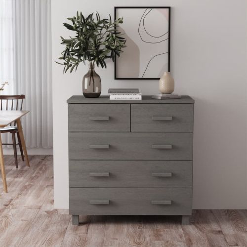 Сайдборд HAMAR светлосив 79x40x80 см борово дърво масив