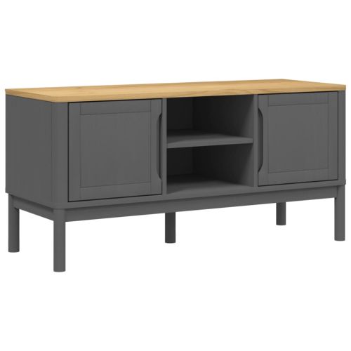 ТВ шкаф "FLORO" сив 114x43x55 см борово дърво масив