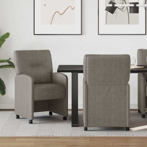 Столове с Колела с колела 2 pcs Сив 57 x 67 x 95 см Изкуствена
