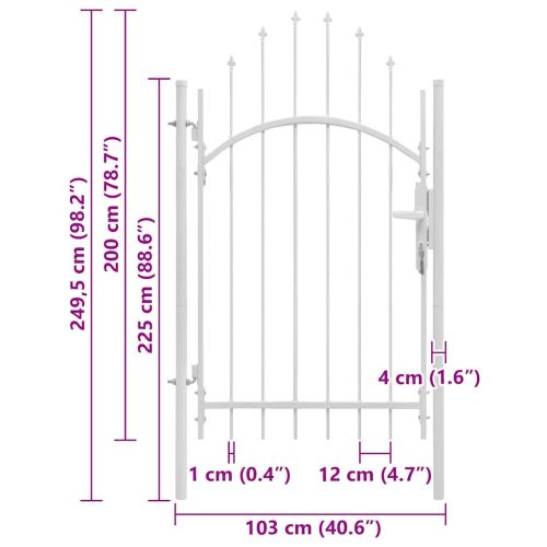 Градинска порта Woerden, стомана, 1x2,45 м, бяла