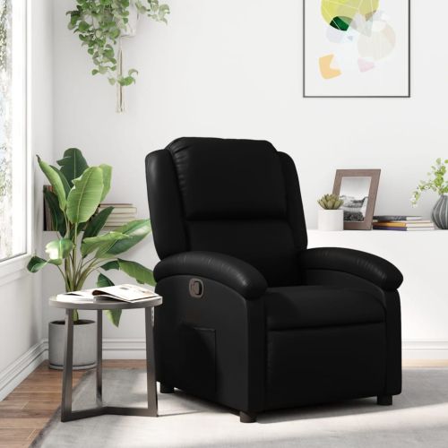 Фотьойл с регулируема облегалка, черен, изкуствена кожа