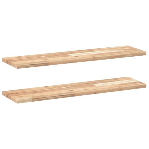 Плаващи рафтове, 2 бр., 80x20x2 см, необработена масивна дървесина, акация