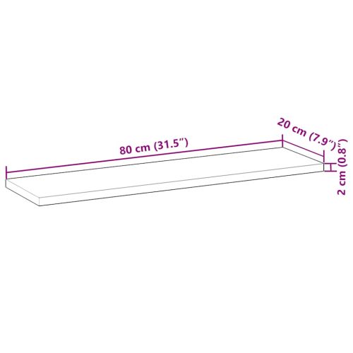 Плаващи рафтове, 3 бр., 80x20x2 см, необработена масивна акация