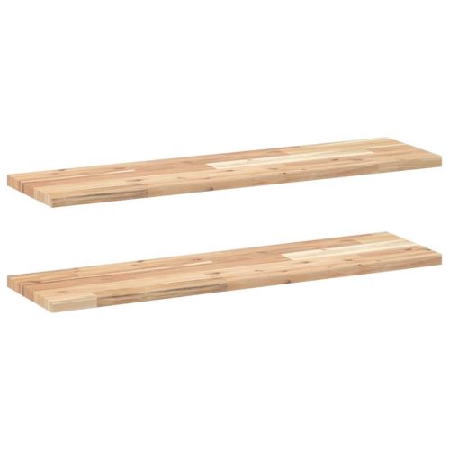 Плаващи рафтове, 2 бр., 100x20x2 см, необработена масивна акация