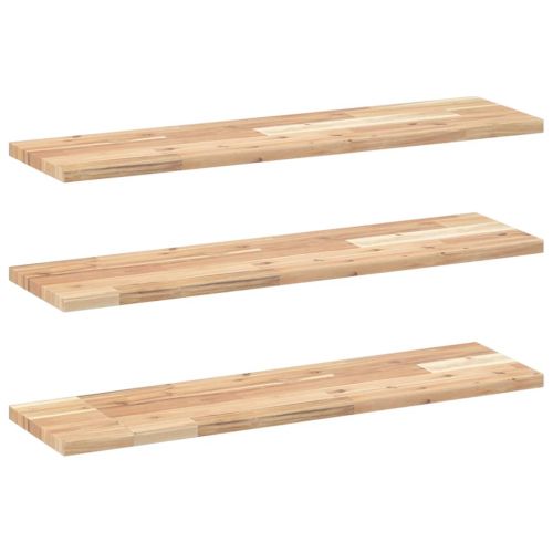 Плаващи рафтове, 3 бр., 100x20x2 см, необработена масивна дървесина, акация