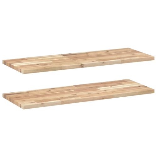 Плаващи рафтове, 2 бр., 100x30x2 см, необработена масивна дървесина, акация