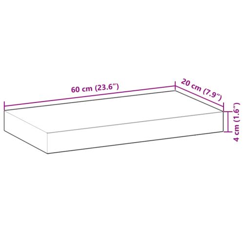 Плаващ рафт 60x20x4 см, необработен масив, акация