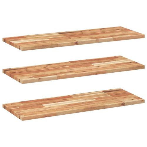 Плаващи рафтове, 3 бр., 100x30x2 см, маслено обработени, масивна дървесина, акация