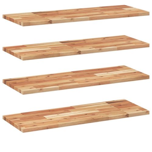Плаващи рафтове, 4 бр., 100x30x2 см, маслено обработени, масивна дървесина, акация