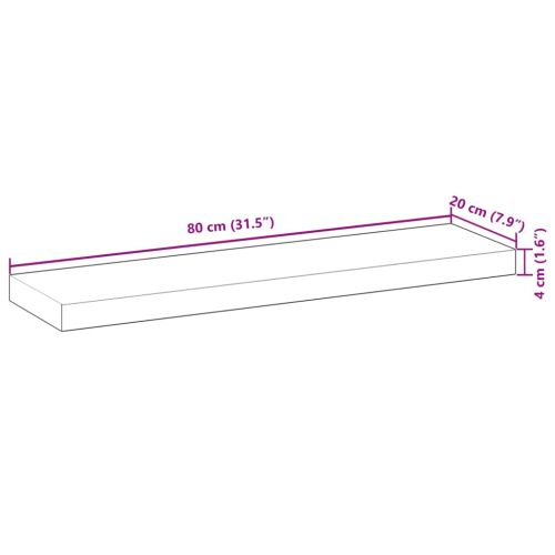 Плаващ рафт 80x20x4 см, маслено обработен, масивна дървесина, акация