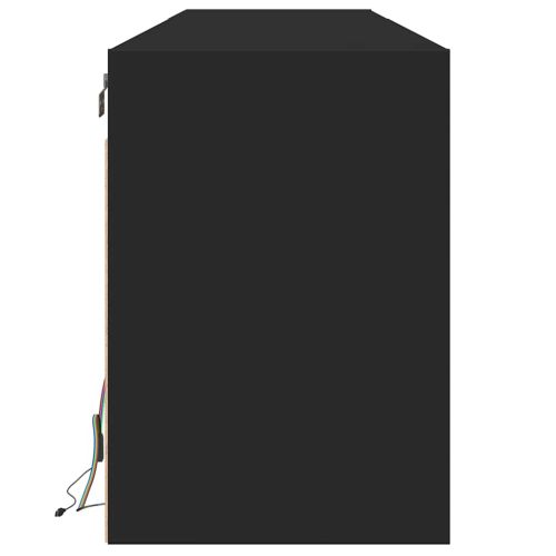 Стенен ТВ шкаф с LED, черен, 180x31x45 см