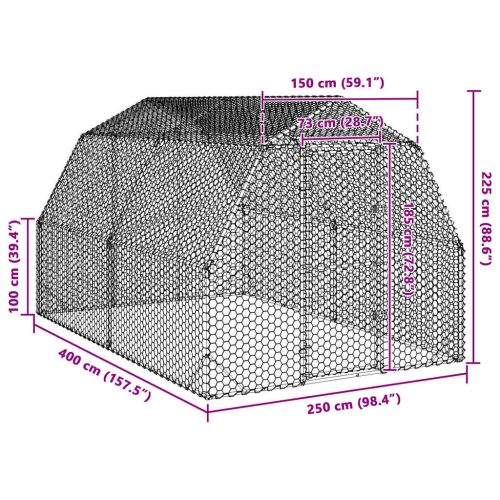 Кокошарник 2,5x4x2,25 м, поцинкована стомана