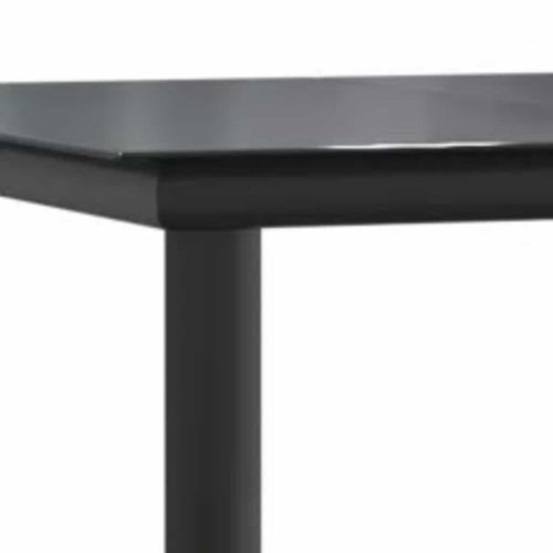 Градински комплект за хранене, 7 части, черен, полиратан, стъкло