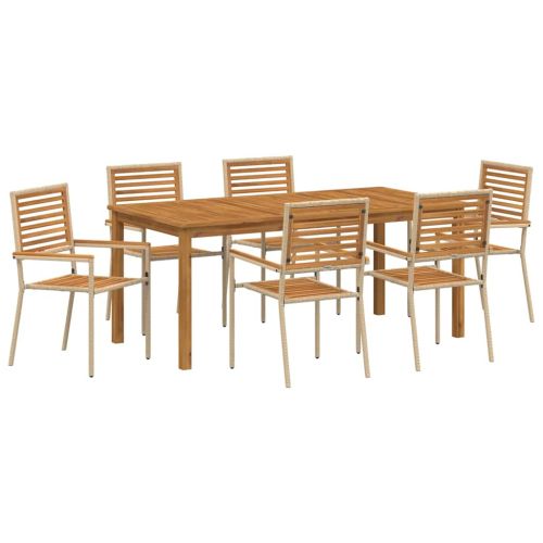 Комплект за хранене в градината 7 pcs Бежово
