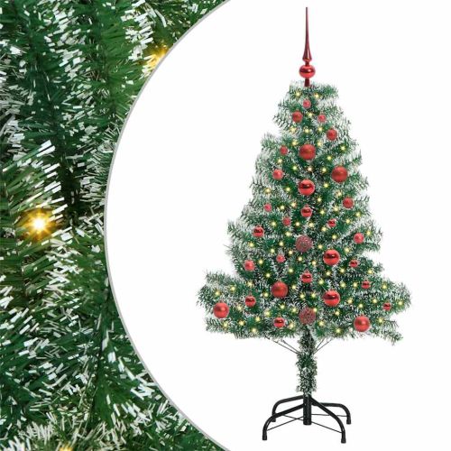 Изкуствена коледна елха със сняг и LED светлина 120 cm