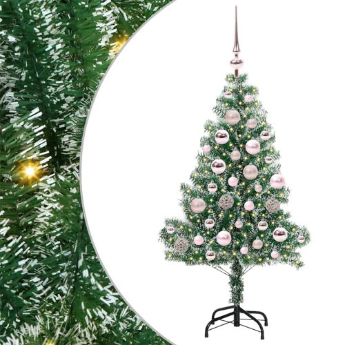 Изкуствена коледна елха със сняг и LED светлина 120 cm