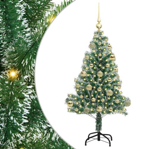 Изкуствена коледна елха със сняг и LED светлина 120 cm