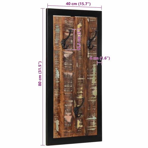 Закачалка за палта, многоцветна, 40x2x80 см, масивна регенерирана дървесина