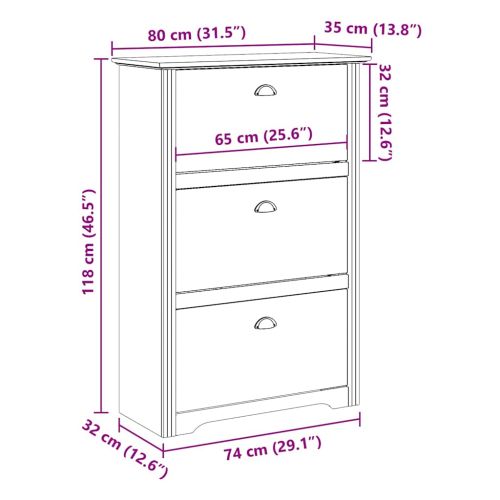 Поставка за обувки BODO бяла и кафява 80x35x118 см