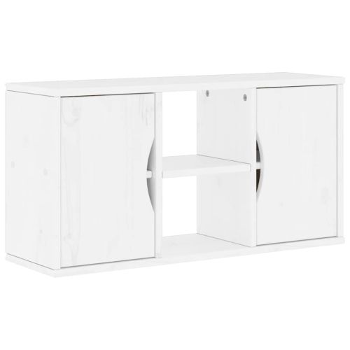 ТВ шкаф „ODDA“ бял 79x24x40 см масивна дървесина бор