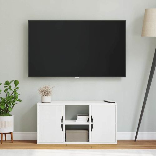 ТВ шкаф „ODDA“ бял 79x24x40 см масивна дървесина бор