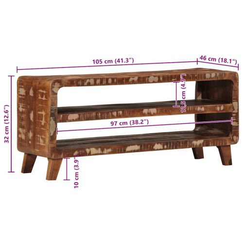 ТВ шкаф 105x46x32 см, масивна дървесина, регенерирана