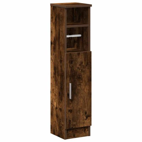 Шкаф за баня с поставка за ролкови ролки, опушен дъб, 20,5x22x90 см