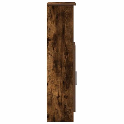Шкаф за баня с поставка за ролкови ролки, опушен дъб, 20,5x22x90 см