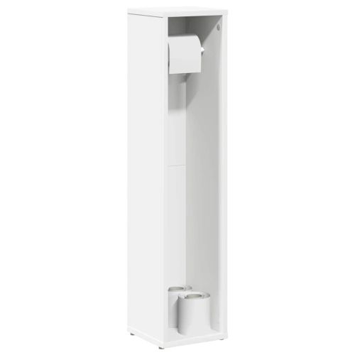 Шкаф за баня с поставка за ролки, бял, 20,5x20x90 см