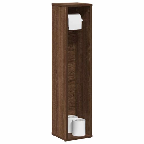 Шкаф за баня с поставка за ролкови ролки, кафяв дъб, 20,5x20x90 см