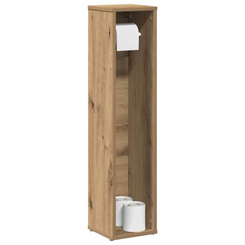 Шкаф за баня с поставка за ролкови дрехи, дъбов, 20,5x20x90 см